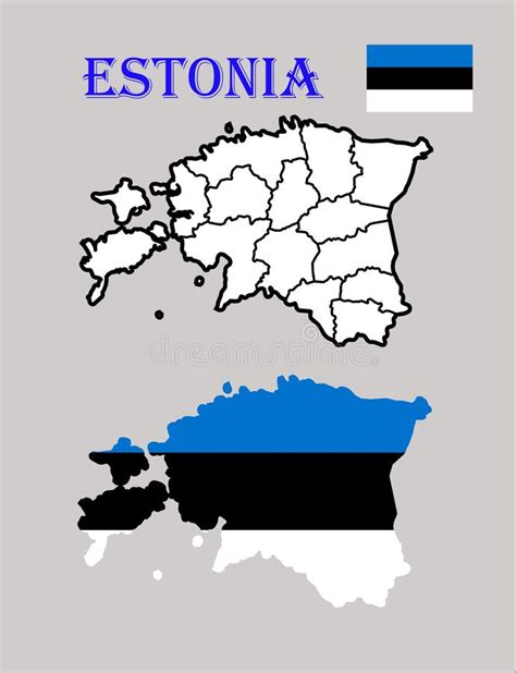 mapa de estonia con regiones y bandera dibujar y cortar stock de ilustración ilustración de