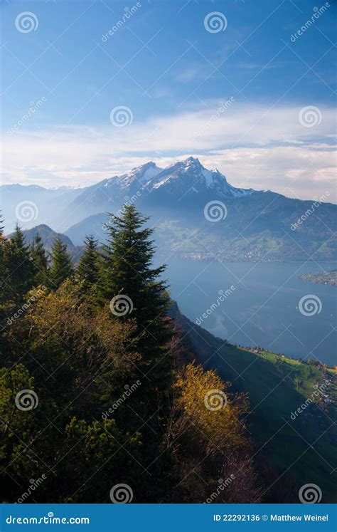 Scenic Mountain And Lake Stock Photo Image Of Overlooking 22292136
