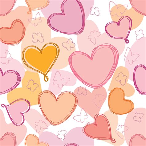 Love Heart Doodle Seamless Pattern Valentine Day Holiday Tile Ornament
