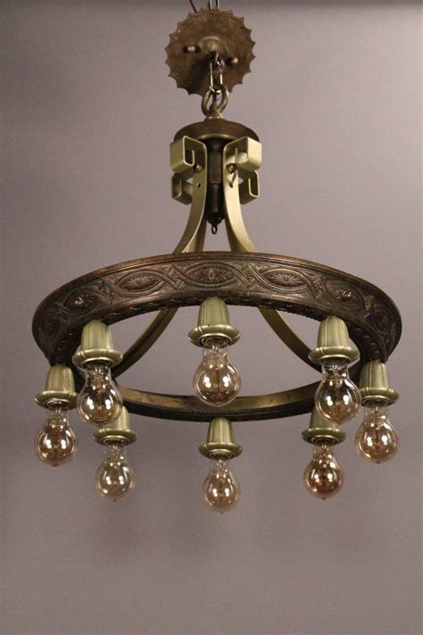 1 Of 3 Antique 1920s Downlight Chandelier With Eight Bulbs For Sale At