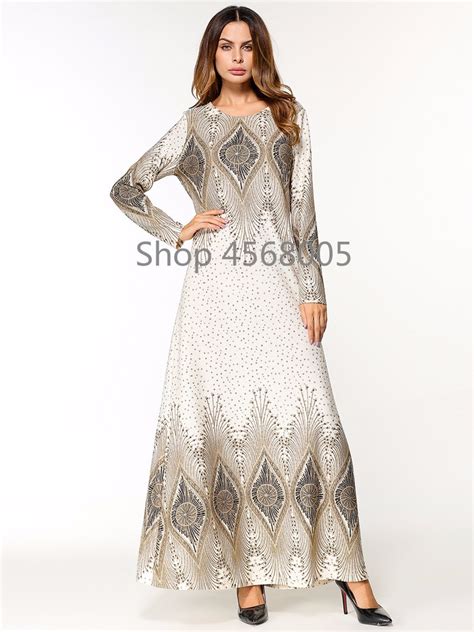 Muslim Maxi Dress Knitted Cotton Abaya Middle East Long Robe Gowns