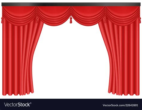 Realistic Red Silk Curtains Backdrop Entrance Vector Image