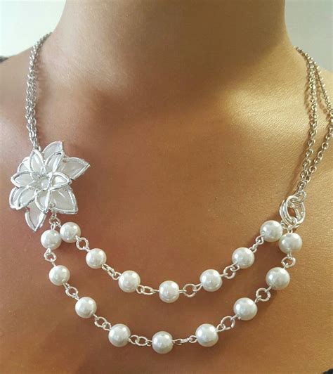 Flower Pearl Necklace Jewelery Pearl Necklace Jewelry
