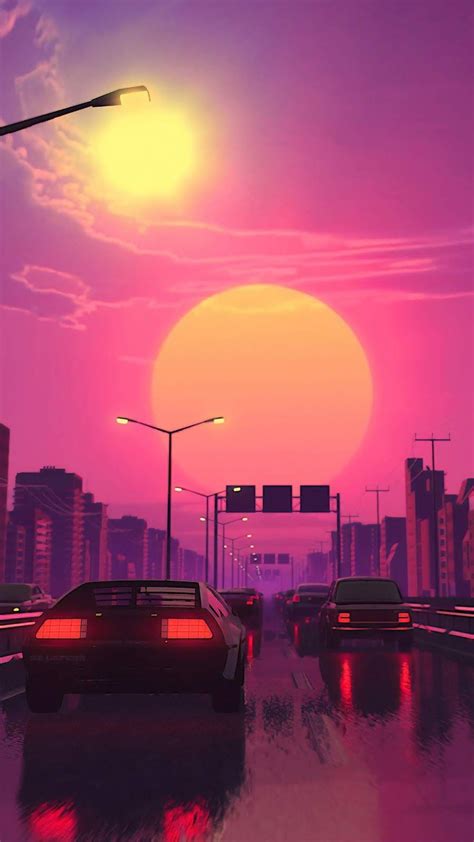 Vaporwave Sunset Sunset Wallpaper Retro Wallpaper Anime Scenery