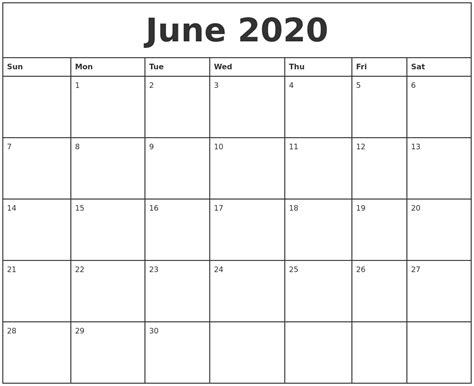 June 2020 Printable Calendar Free Templates Calendar Letters