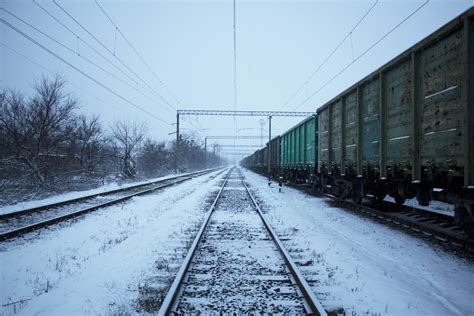 946978 Railroad Track Snow Trees Winter Train Railway Vehicle