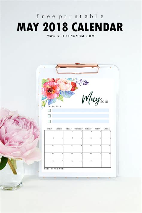 12 Free Printable May 2018 Calendar Planners