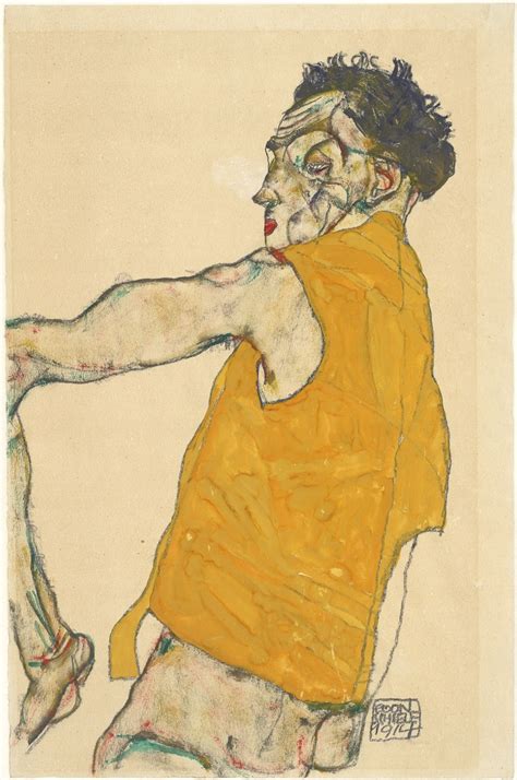 Egon Schiele Autorretrato Con Chaleco Amarillo Selbstbildnis In