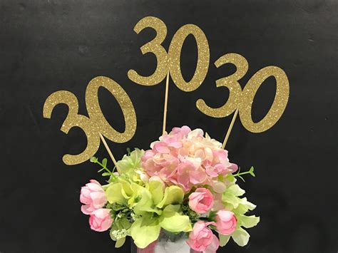 30 Centerpiece Picks Glitter Thirty On A Stick 30th Birthday Etsy