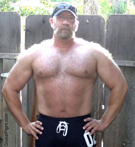 Older Husky Powerlifter Man Gym Shorts Bulge Photo SexiezPix Web Porn