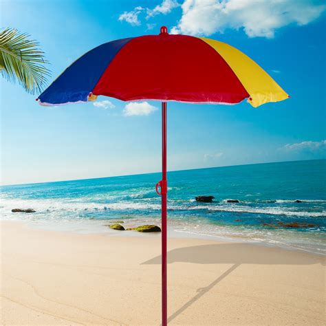 Beach Umbrella Garden Outdoor Patio Parasol Sun Shade Protection Multi Coloured Ebay