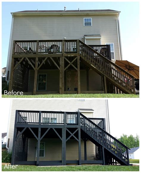 Focal Point Styling Before And After Two Story Black Slate Stain Deck