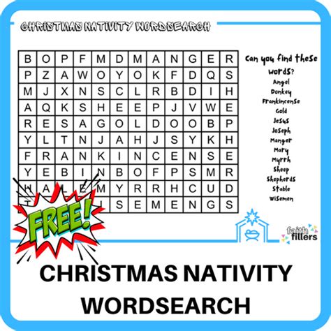 Free Christmas Nativity Word Search Printable Faith Fillers