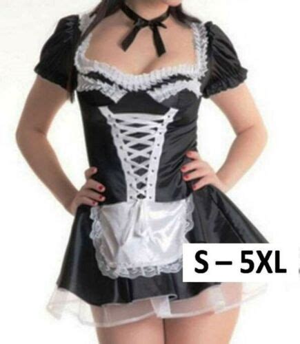 French Maid Costume Sexy Lace Ribbon Dress S M L Xl 2xl 3xl 4xl 5xl