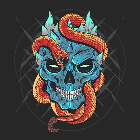 Skull With A Snake 1225974 Vector Art At Vecteezy