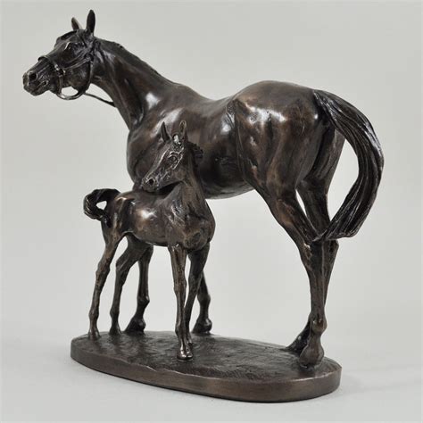 Mare And Foal Bronze Horse Sculpture By David Geenty