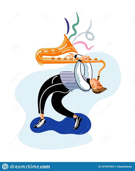 Saxophone Player Cartoon Character Stock Vector Illustration Of Music
