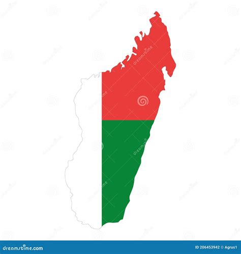Bandeira Do Mapa Vetorial De Madagascar Isolada Em Fundo Branco