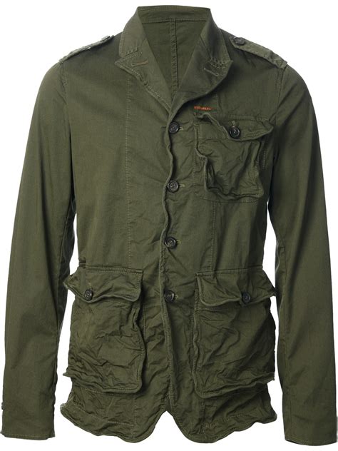 Lyst Dsquared² Distressed Military Jacket In Green For Men