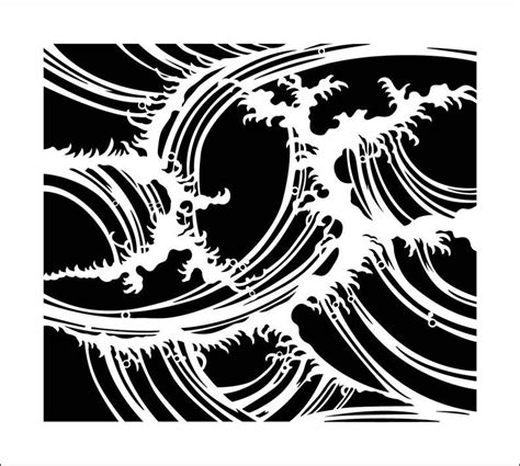 Waves Stencil Katagami Ref 864 Etsy In 2021 Wave Stencil Stencils