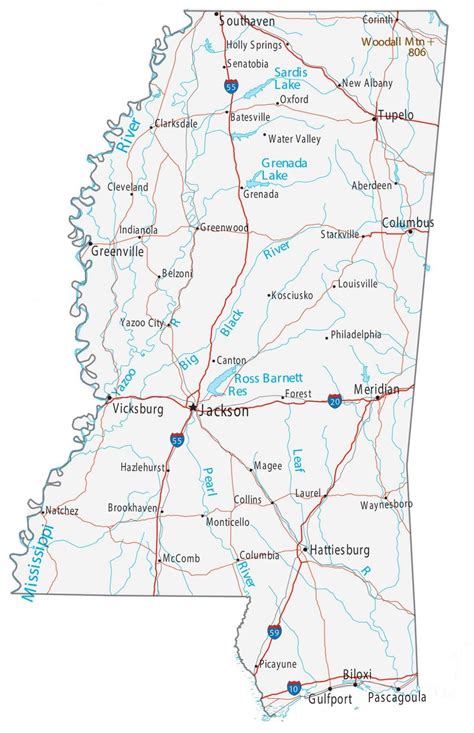 Mississippi State Map Places And Landmarks Gis Geography