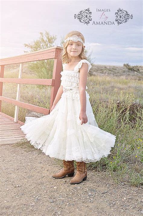 Rustic Flower Girl Dress Ivory Lace Flower Girl Dress Country Flower