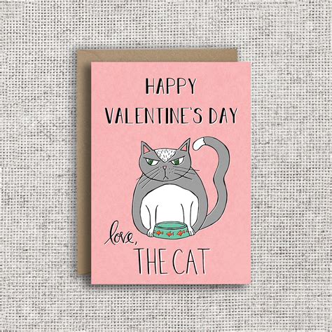 Happy Valentines Day Love The Cat Funny Valentines Card Valentine