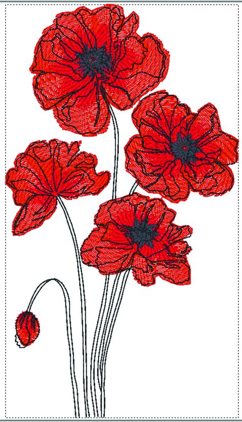 Poppies Machine Embroidery Design 7 6 Etsy