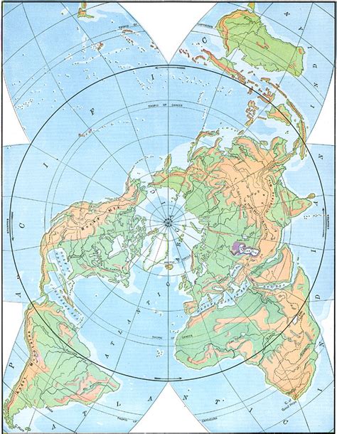 Star Shaped Map Of The Earth With Polar Projection