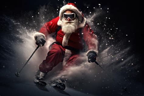 Premium Photo Santa Claus Arrives Skiing Through The Snow A Special