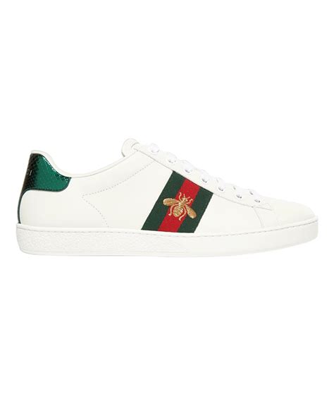 Gucci Ace Watersnake Trimmed Embroidered Leather Sneakers One Color