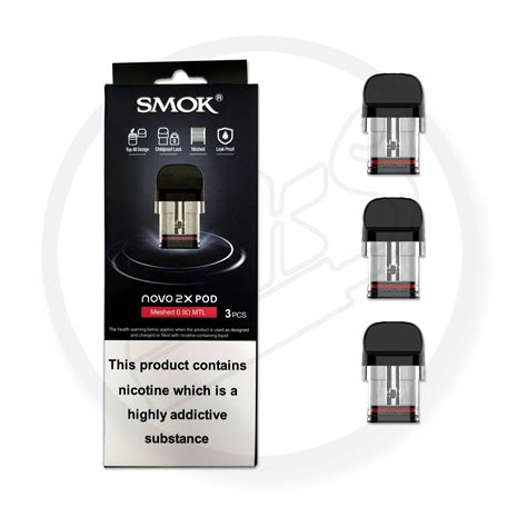 Smok Novo 2x 2 X Replacement Pods Pack Of 3 09 Ohm Meshed Mtl