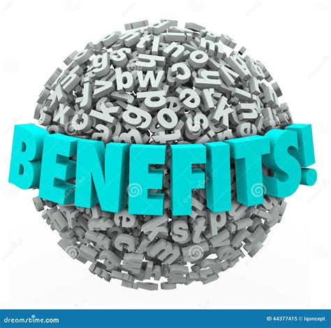 Benefits Rewards Compensation Word 3d Letters Ball Sphere Stock