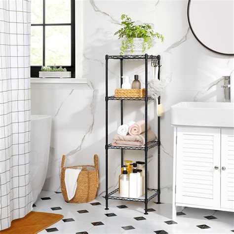 songmics 4 tier bathroom shelf wire shelving unit metal storage rack for small space total