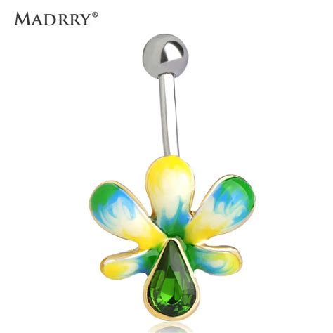 Buy Madrry Enamel Sex Body Jewelry 316 L Stainless Steel Flowers Piercing Navel