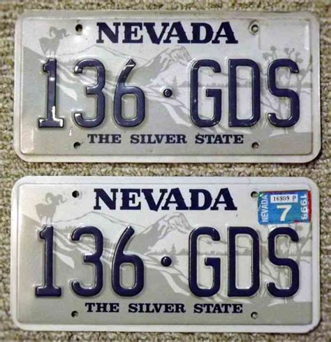 Nevada State License Plate Set Of 2 136 Gds Year