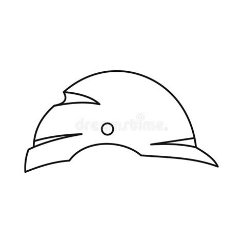 Construction Safety Helmet Line Style Icon Stock Vector Illustration