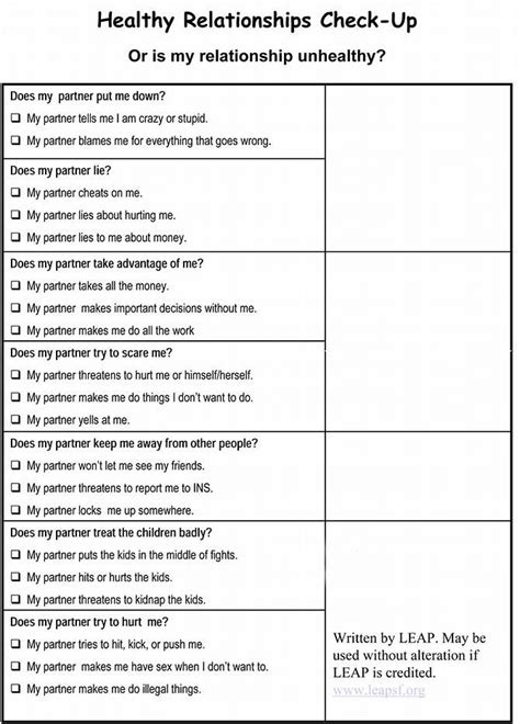 Couples Counselling Worksheets