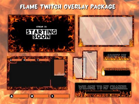 Flame Twitch Overlay Package Twitch Alerts Animated Twitch Etsy