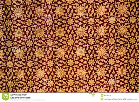 Traditional Thai Style Painting Art Pattern On The Wall Stock Image