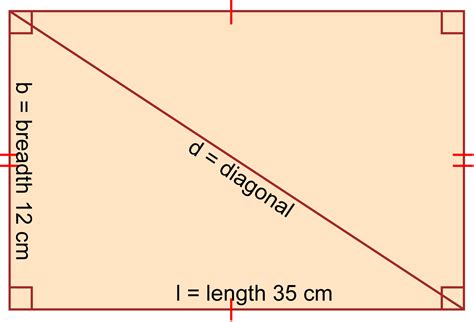 Find The Diagonal Of A Rectangle With L35 And B12 Edudesh