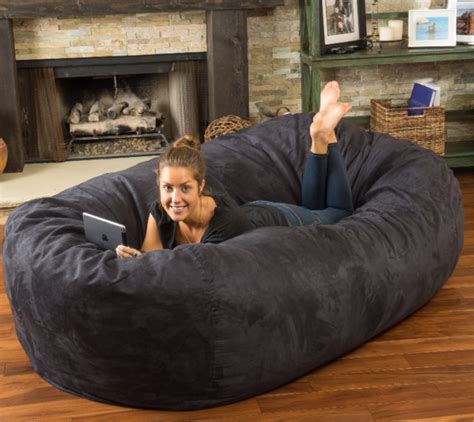 extra large adult bean bag chair 8 ft oversized dorm lounger xl sleeper black ebay