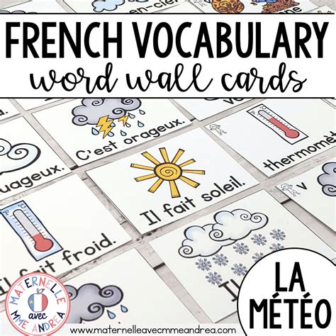 French Vocabulary Cards Weather And Seasons Cartes De Vocabulaire La