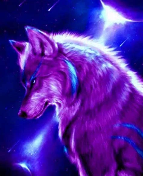 Purple And Blue Wolf Wolf Painting Wolf Wallpaper Fantasy Wolf