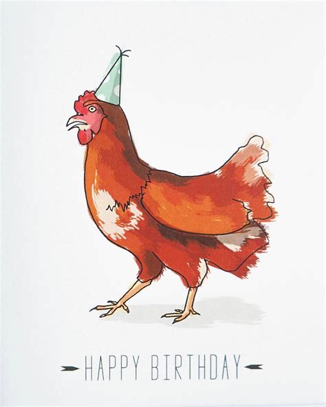 Chicken Happy Birthday Card Etsy