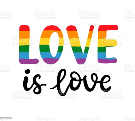 Gay Hand Written Lettering Poster Lgbt Rights Concept Love Is Love
