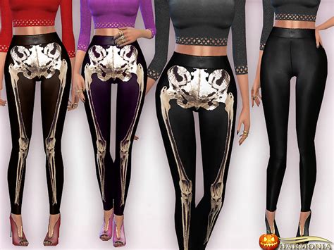 The Sims Resource Leather Leggings With Metallic Skeleton