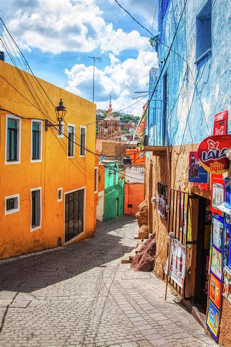 Downhill Narrow Street In Guanajuato Mexico 2 Photograph By Tatiana