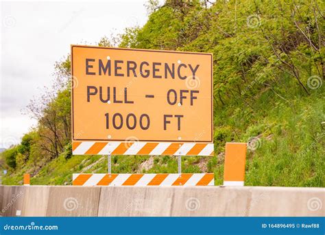 Emergency Pull Off 1000ft Text Warning Road Sign Highway In United