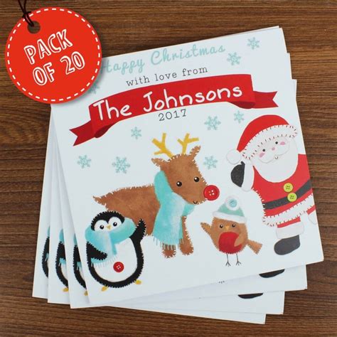 Personalised Pack Of 20 Christmas Cards By Bella Personalised Ts